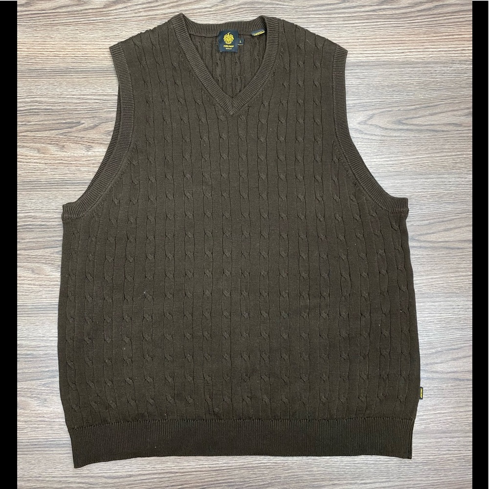 Donald Trump Golf Brown Cable Knit Sweater Vest L